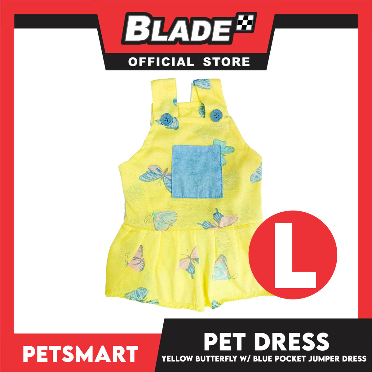 Pet Dress Yellow Butterfly with Blue Pock Jumper (Large) DG-CTN177L