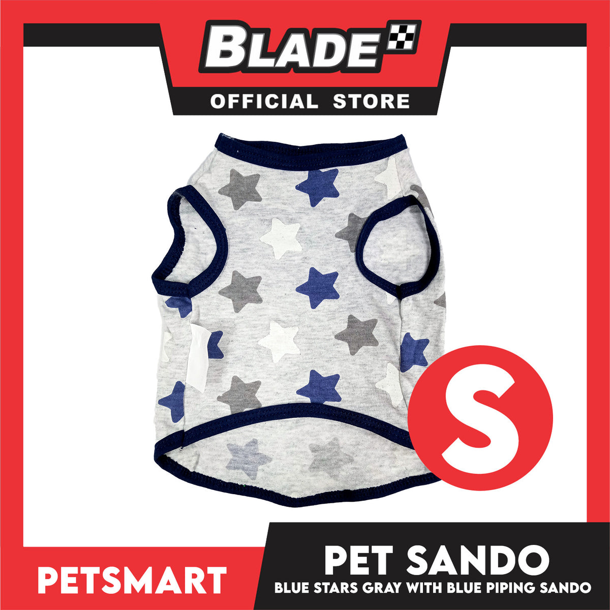 Pet Clothes Blue Stars Gray with Blue Piping Sando (Small) DG-CTN174S