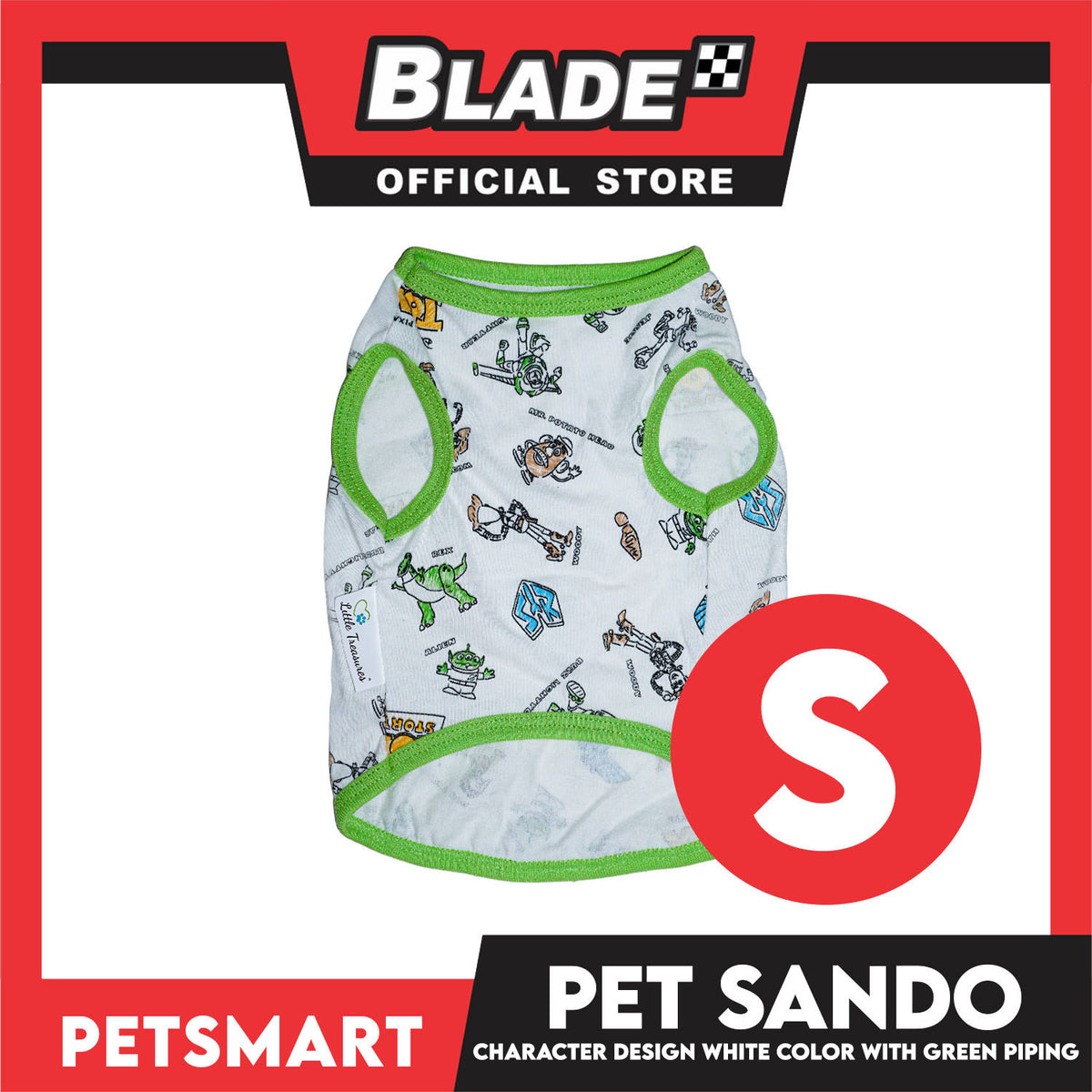 Pet Sando Character Design Print with Green Piping (Small) Perfect Fit for Dogs and Cats