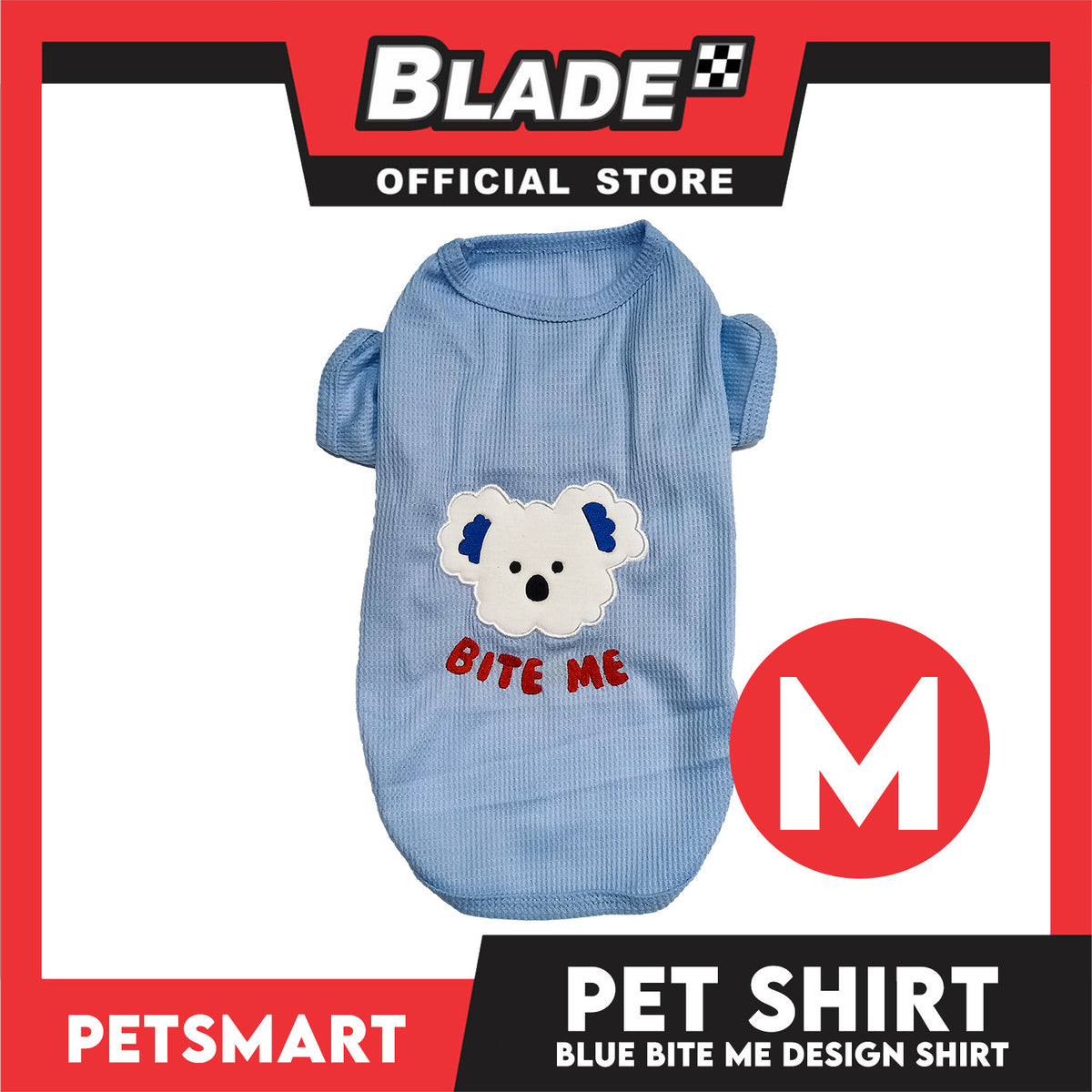 Pet Shirt Blue Color Bite Me Design (Medium) for Cats and Dogs