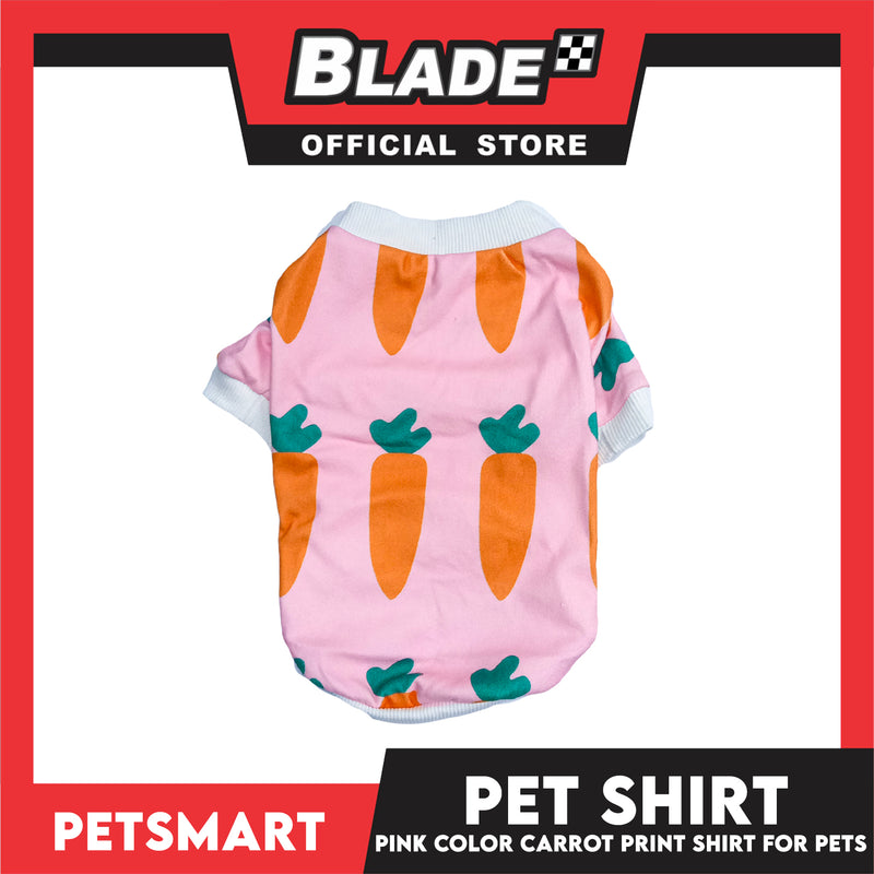 Pet Shirt Pink Color Carrot Print Shirt (Large) for Cats and Dogs Pet Clothes