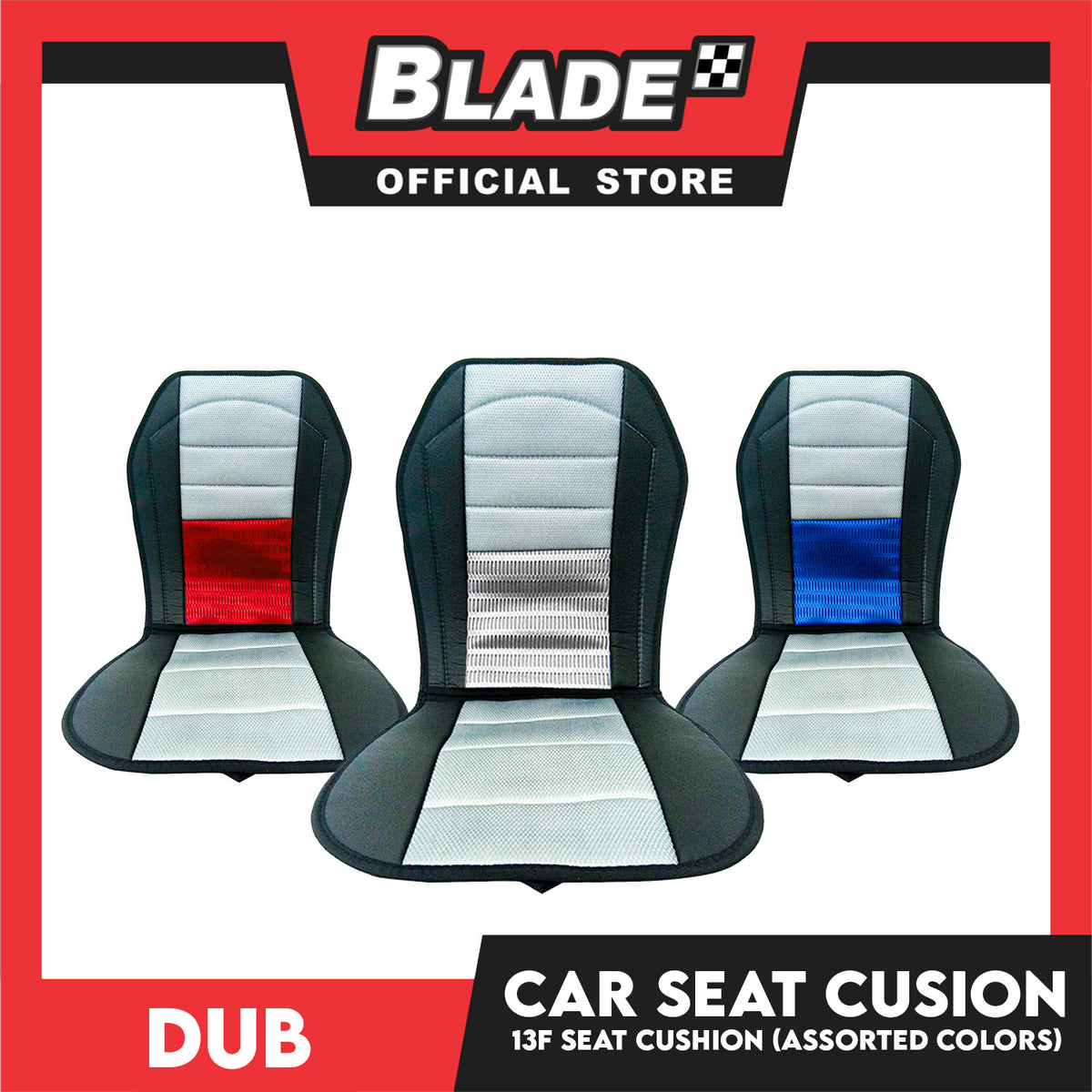 Dub Car Seat Cushion 13F (Black with Gray) Comfortable Backrest Support Universal Sit with Adjustable Hook