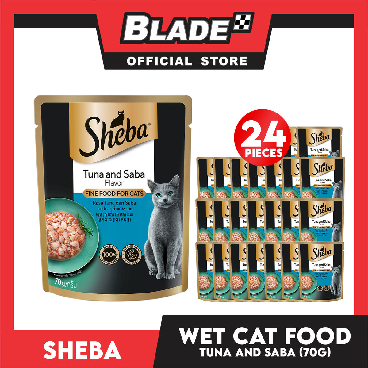 24pcs Sheba Tuna and Saba Flavor 70g Fine Food for Cats