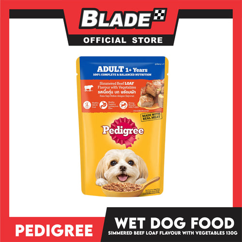 12pcs Pedigree Simmered Beef Loaf Flavour with Vegetables 130g Dog Wet Food