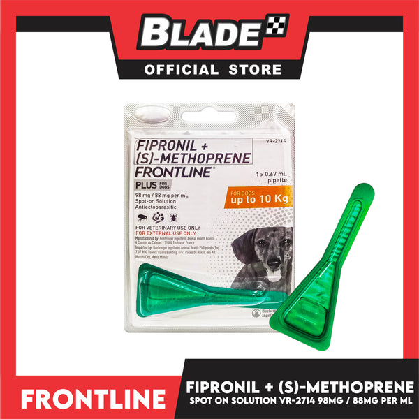 Frontline Plus For Dogs (2-10kg) 1 Pipette 0.67ml Anti Tick And Flea Spot-On Anti Itch Safe For Lactating and Pregnant Dogs No Prescription Required