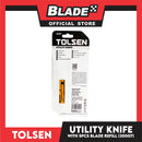 Tolsen Utility Knife Quick Release With 5pcs Blade 61 x 19mm Box Cutter 30007
