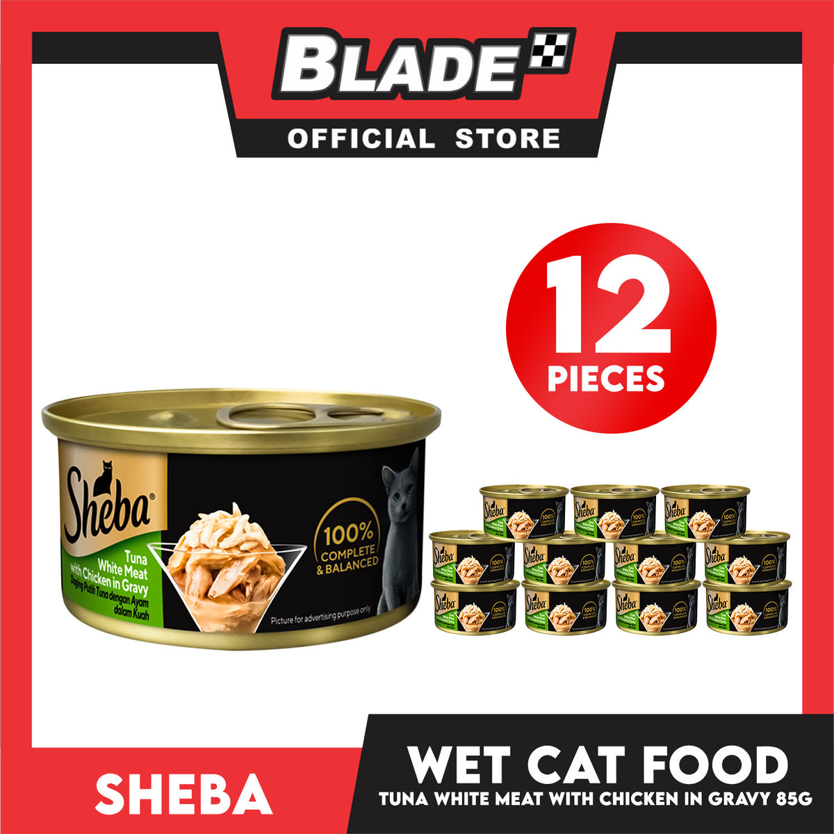 12pcs Sheba Tuna White Meat With Chicken in Gravy 85g Cat Wet Food