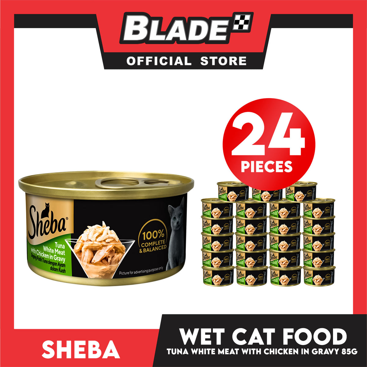 24pcs Sheba Tuna White Meat With Chicken in Gravy 85g Cat Wet Food