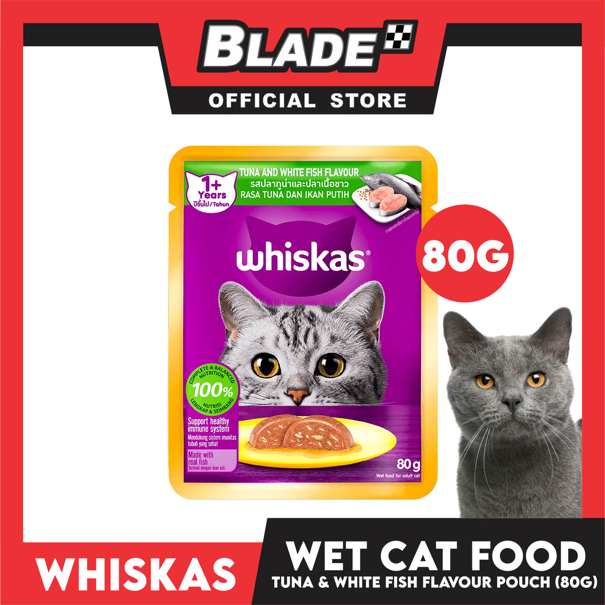 Whiskas Tuna and White Fish Pouch Cat Wet Food 80g