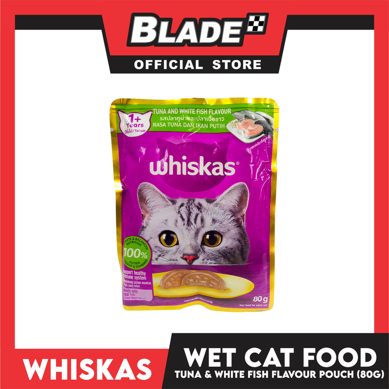 12pcs Whiskas Tuna and White Fish Pouch Cat Wet Food 80g