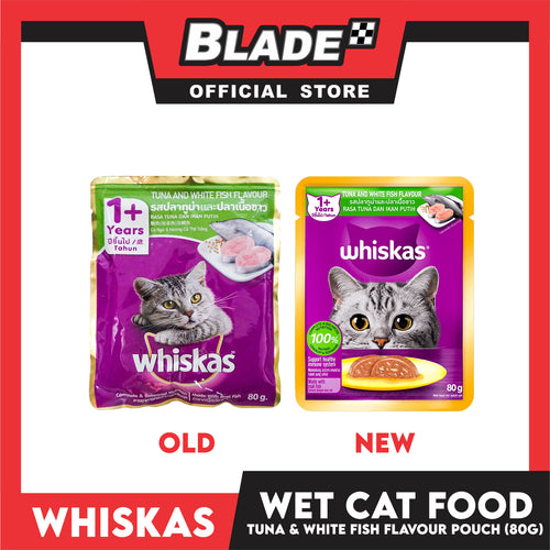 12pcs Whiskas Tuna and White Fish Pouch Cat Wet Food 80g