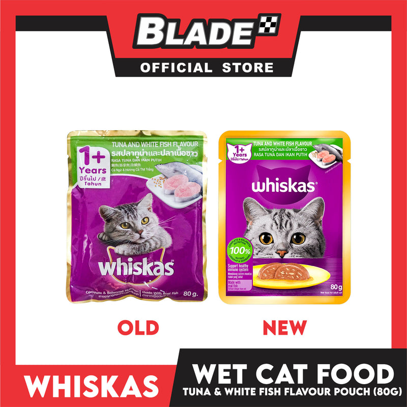 6pcs Whiskas Tuna and White Fish Pouch Cat Wet Food 80g