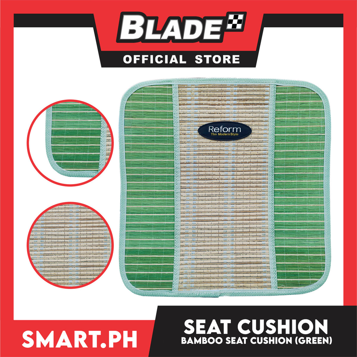 Bamboo Seat Cushion for Car, Home or Office Use (Green)