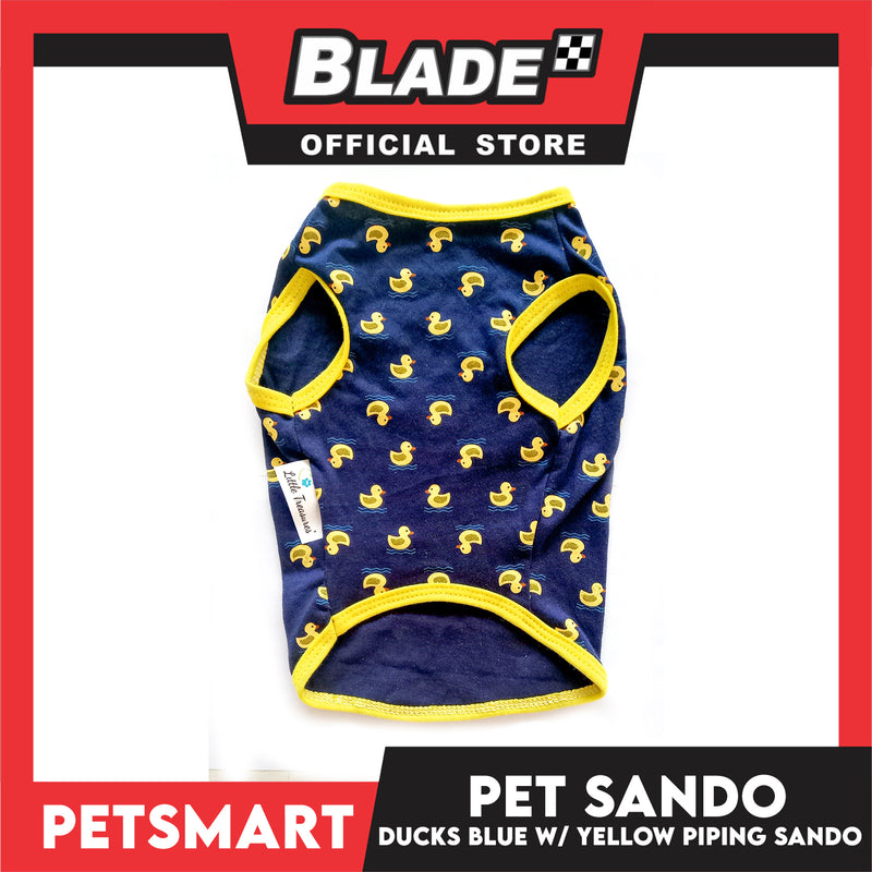 Pet Sando Ducks Design, Blue with Yellow Piping Colors (Small)