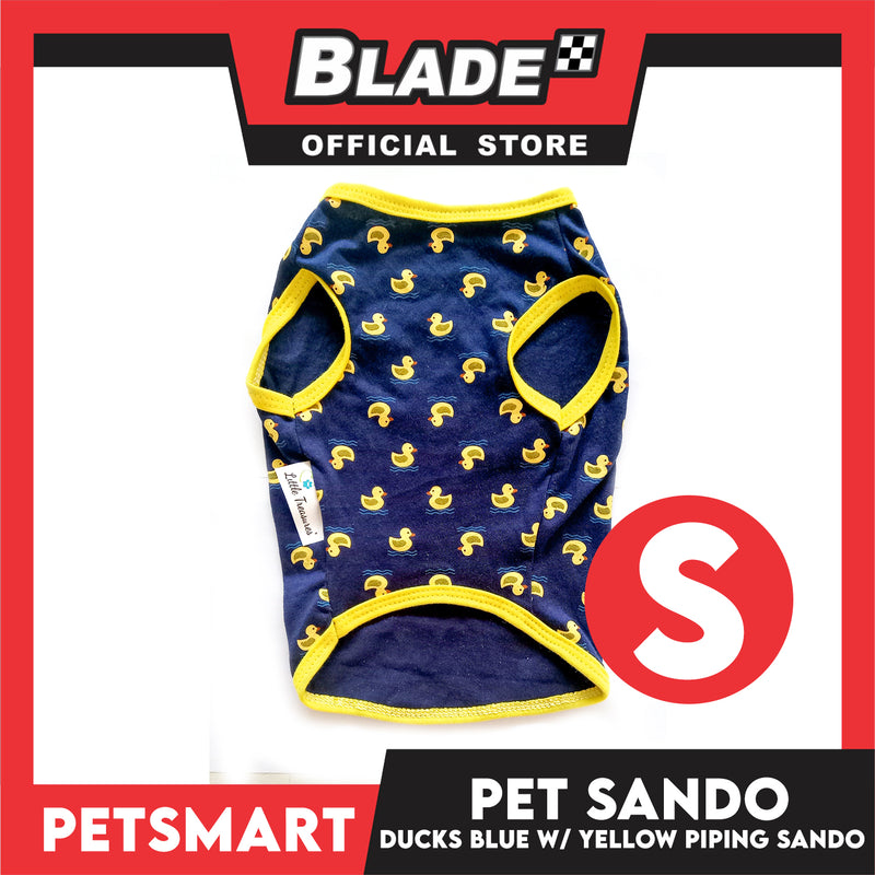 Pet Sando Ducks Design, Blue with Yellow Piping Colors (Small)