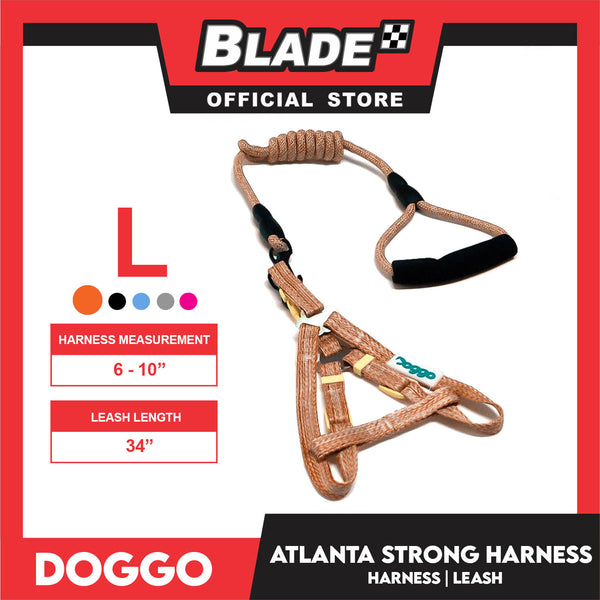 Doggo Atlanta Strong Harness and Leash Set Large (Orange)