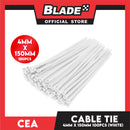 CEA Nylon Cable Tie 6 inches White (4mm x 150mm) 100pcs/Bag