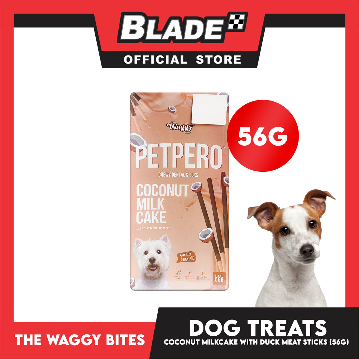 The Waggy Bites - Petpero Chewy Dental Sticks For Dogs (Coconut and Duck Meat) 56g