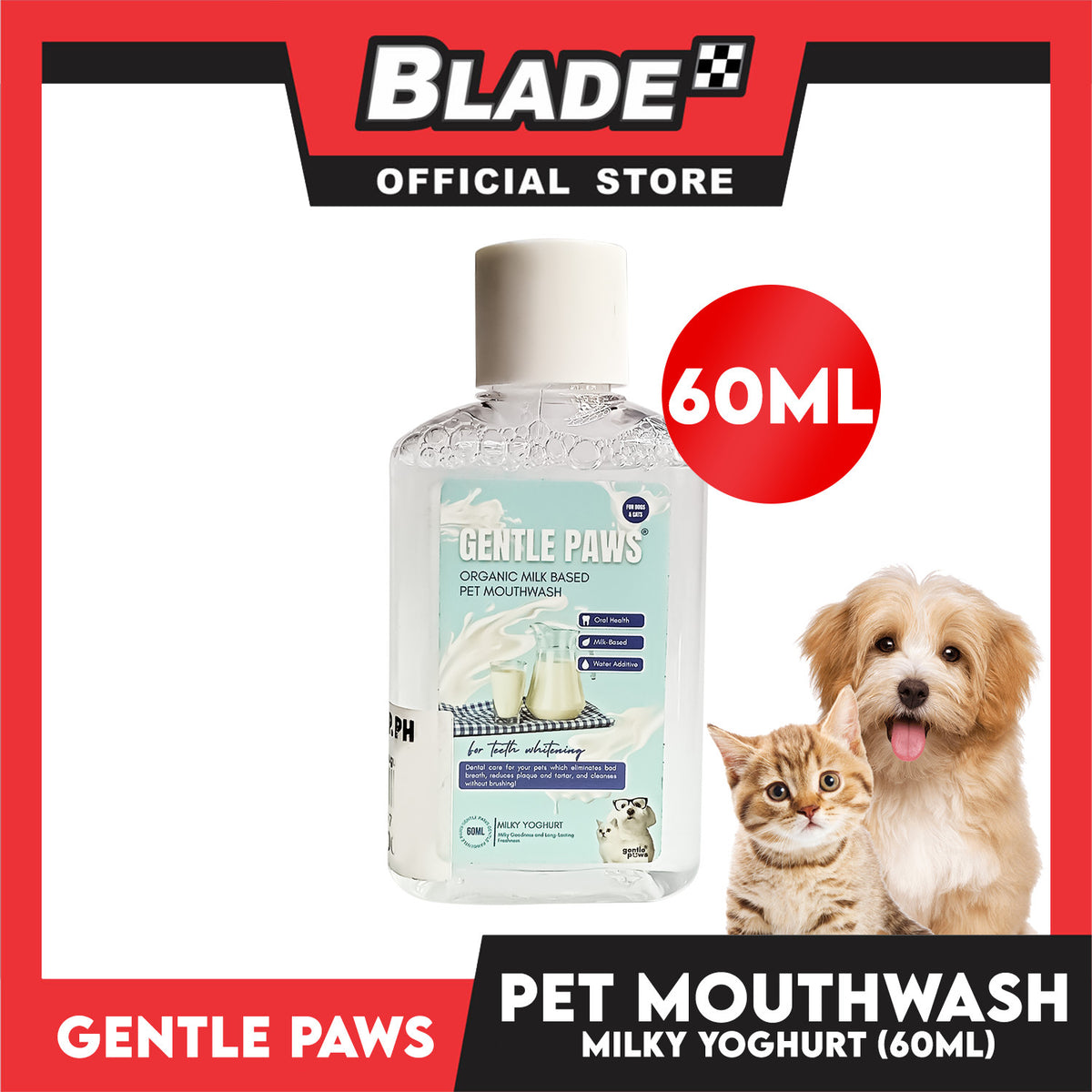 Gentle Paws Organic Plant Based Pet Mouthwash (Milky Yougart) 60ml