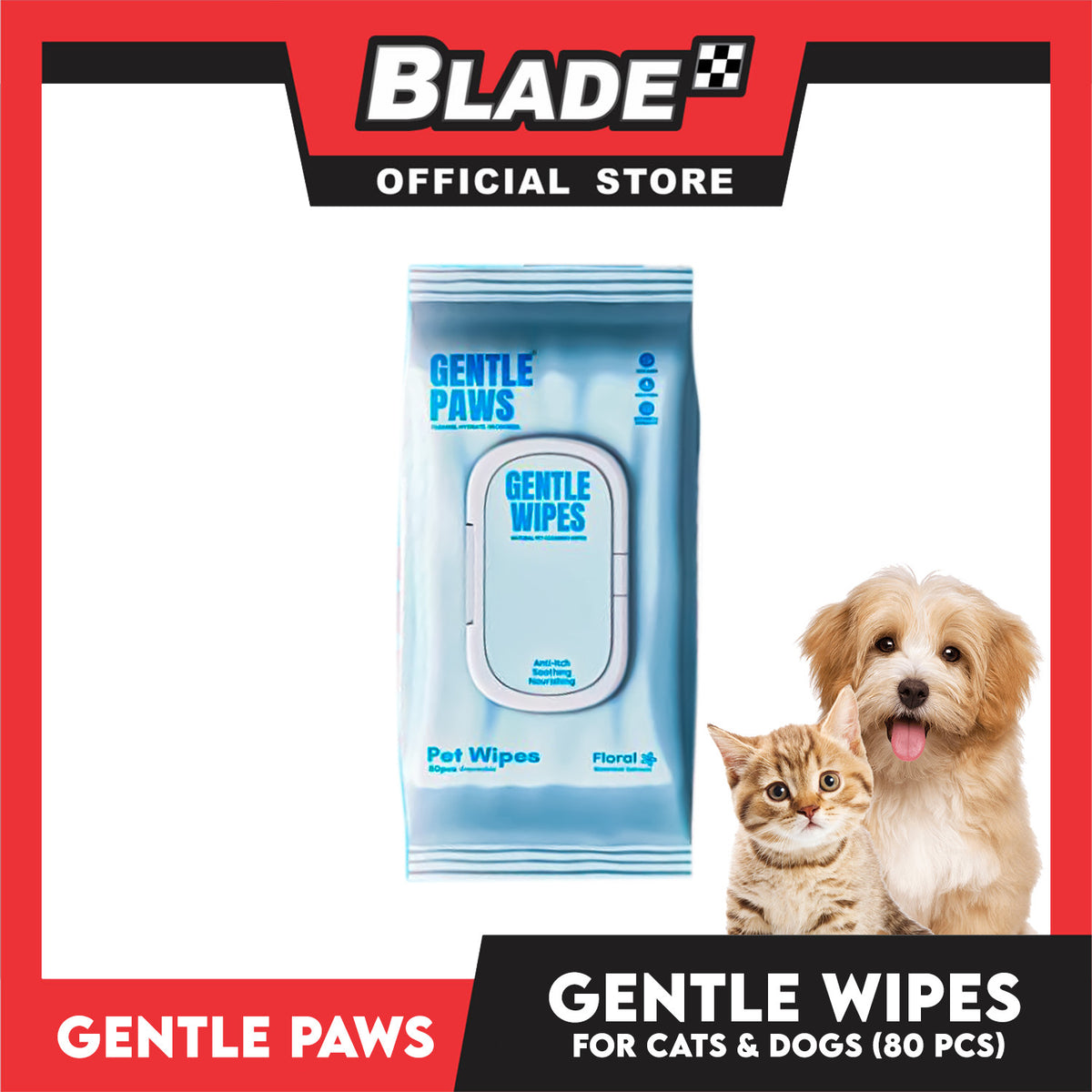 Gentle Paws Gentle Wipes Natural Pet Cleaning Wipes 80pcs