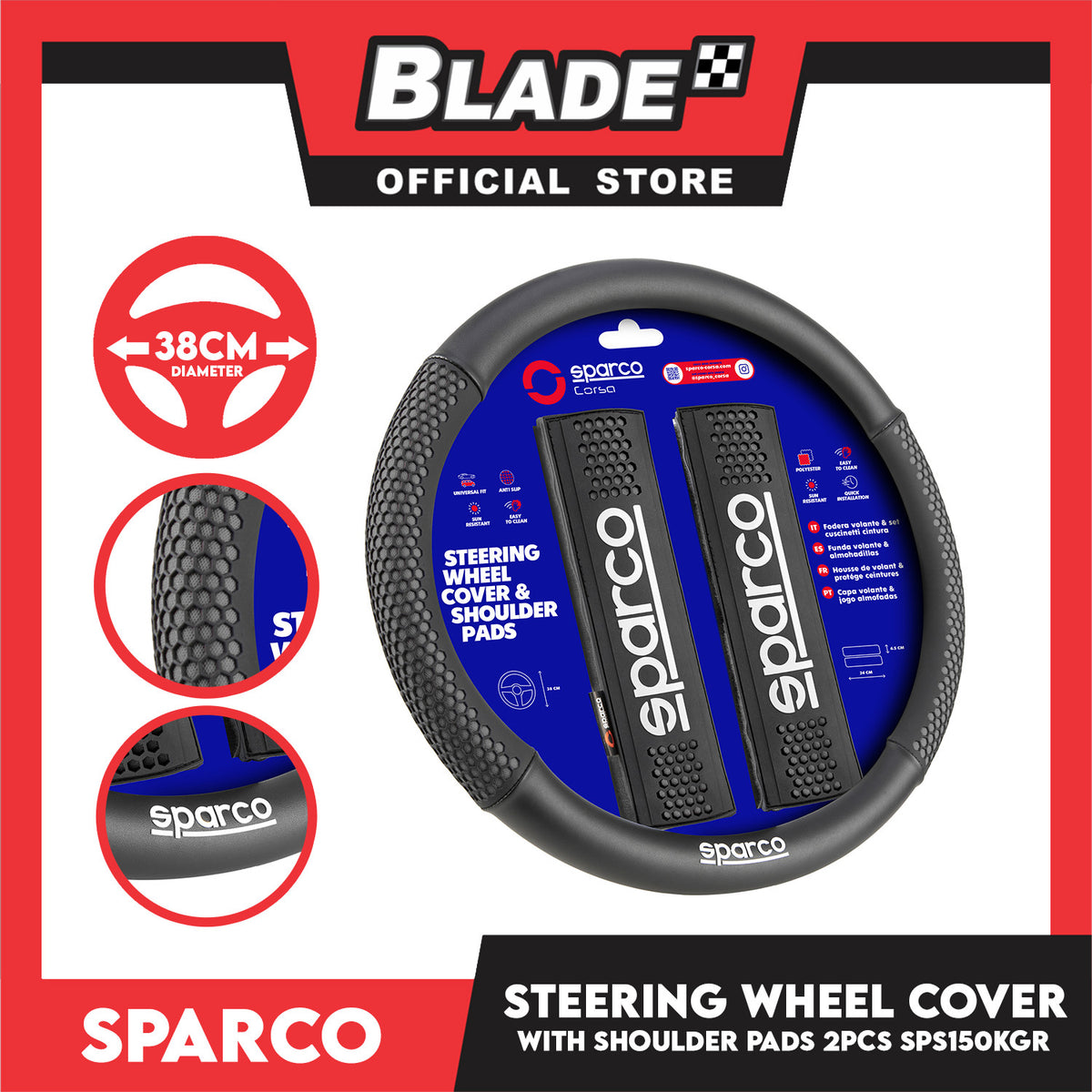 Sparco Steering Wheel Cover with Shoulder Pads (Gray) SPS150KGR