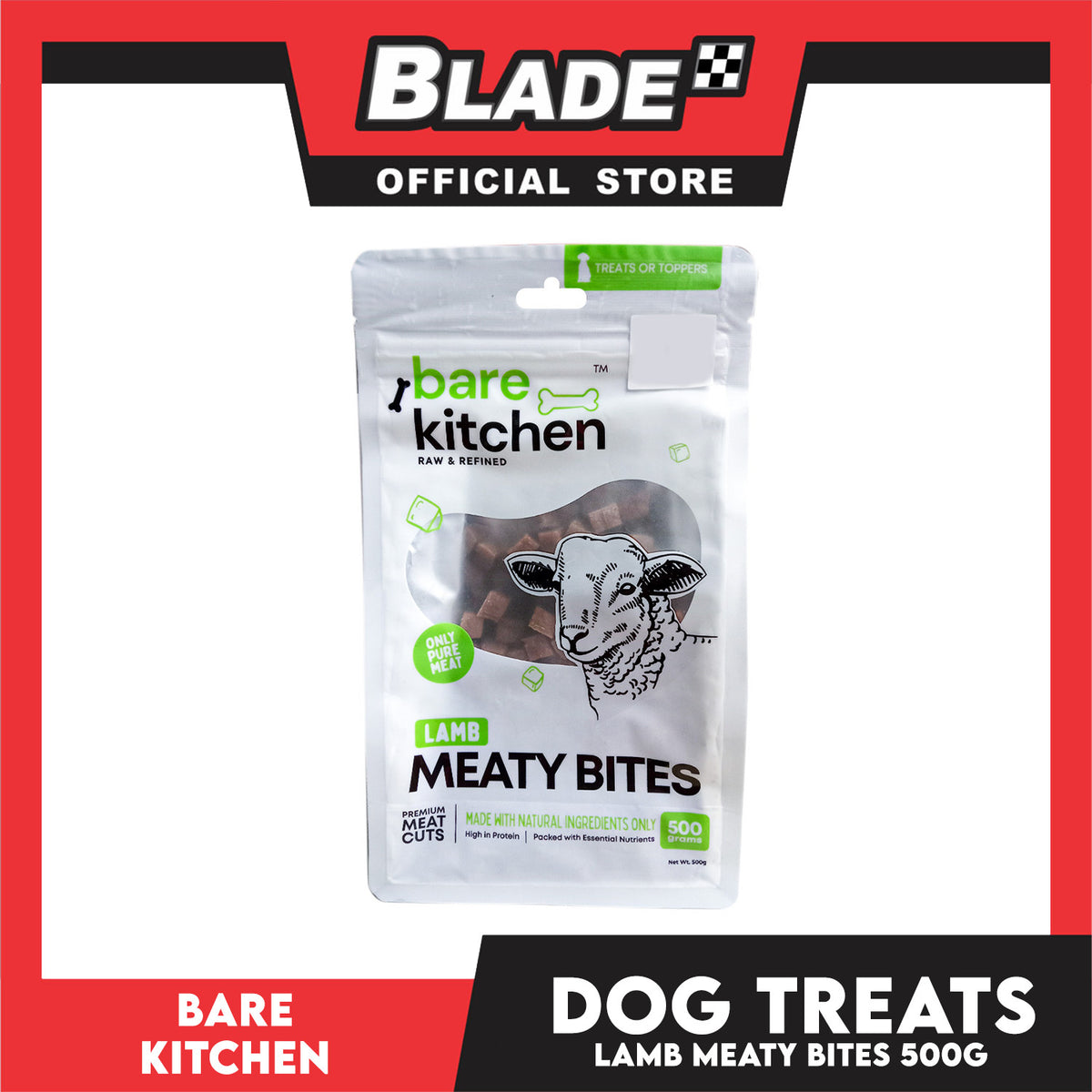 Bare Kitchen Meaty Bites (Lamb) Cubes Pet Treats 500g