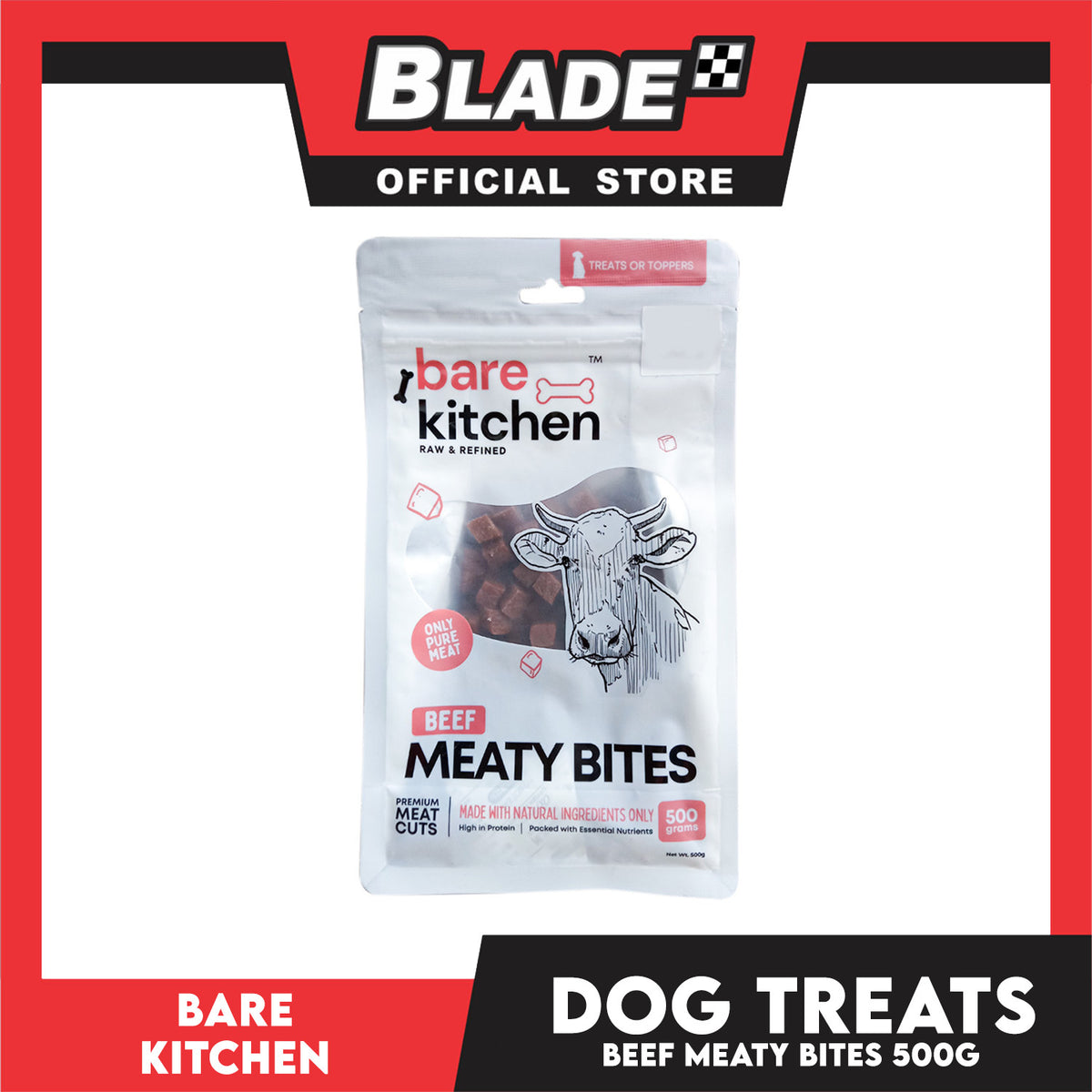 Bare Kitchen Meaty Bites (Beef) Cubes Pet Treats 500g