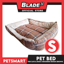 Pet Bed Soft and Comfortable Sleeping Bed (Small) Checkered Brown for Cats and Dogs