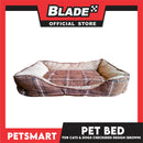 Pet Bed Soft and Comfortable Sleeping Bed (Small) Checkered Brown for Cats and Dogs