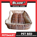 Pet Bed Soft and Comfortable Sleeping Bed (Small) Checkered Brown for Cats and Dogs