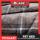 Pet Bed Soft and Comfortable Sleeping Bed (Small) Checkered Brown for Cats and Dogs