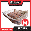 Pet Bed Soft and Comfortable Sleeping Bed (Medium) Checkered Brown for Cats and Dogs