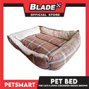 Pet Bed Soft and Comfortable Sleeping Bed (Medium) Checkered Brown for Cats and Dogs