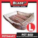 Pet Bed Soft and Comfortable Sleeping Bed (Large) Checkered Brown for Cats and Dogs