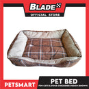 Pet Bed Soft and Comfortable Sleeping Bed (Large) Checkered Brown for Cats and Dogs