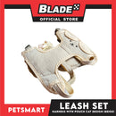 Pet Harness and Leash with Pouch For Small Dogs or Cats (Beige) Adjustable Size Cat Print Design