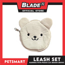 Pet Harness and Leash with Pouch For Small Dogs or Cats (Beige) Adjustable Size Cat Print Design