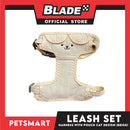 Pet Harness and Leash with Pouch For Small Dogs or Cats (Beige) Adjustable Size Cat Print Design