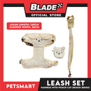Pet Harness and Leash with Pouch For Small Dogs or Cats (Beige) Adjustable Size Cat Print Design