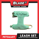Pet Harness and Leash with Pouch For Small Dogs or Cats (Green) Adjustable Size Cat Print Design
