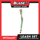 Pet Harness and Leash with Pouch For Small Dogs or Cats (Green) Adjustable Size Cat Print Design