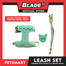 Pet Harness and Leash with Pouch For Small Dogs or Cats (Green) Adjustable Size Cat Print Design
