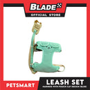 Pet Harness and Leash with Pouch For Small Dogs or Cats (Green) Adjustable Size Cat Print Design