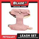 Pet Harness and Leash with Pouch For Small Dogs or Cats (Pink) Adjustable Size Cat Print Design