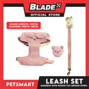 Pet Harness and Leash with Pouch For Small Dogs or Cats (Pink) Adjustable Size Cat Print Design