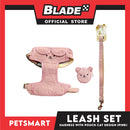 Pet Harness and Leash with Pouch For Small Dogs or Cats (Pink) Adjustable Size Cat Print Design