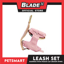 Pet Harness and Leash with Pouch For Small Dogs or Cats (Pink) Adjustable Size Cat Print Design
