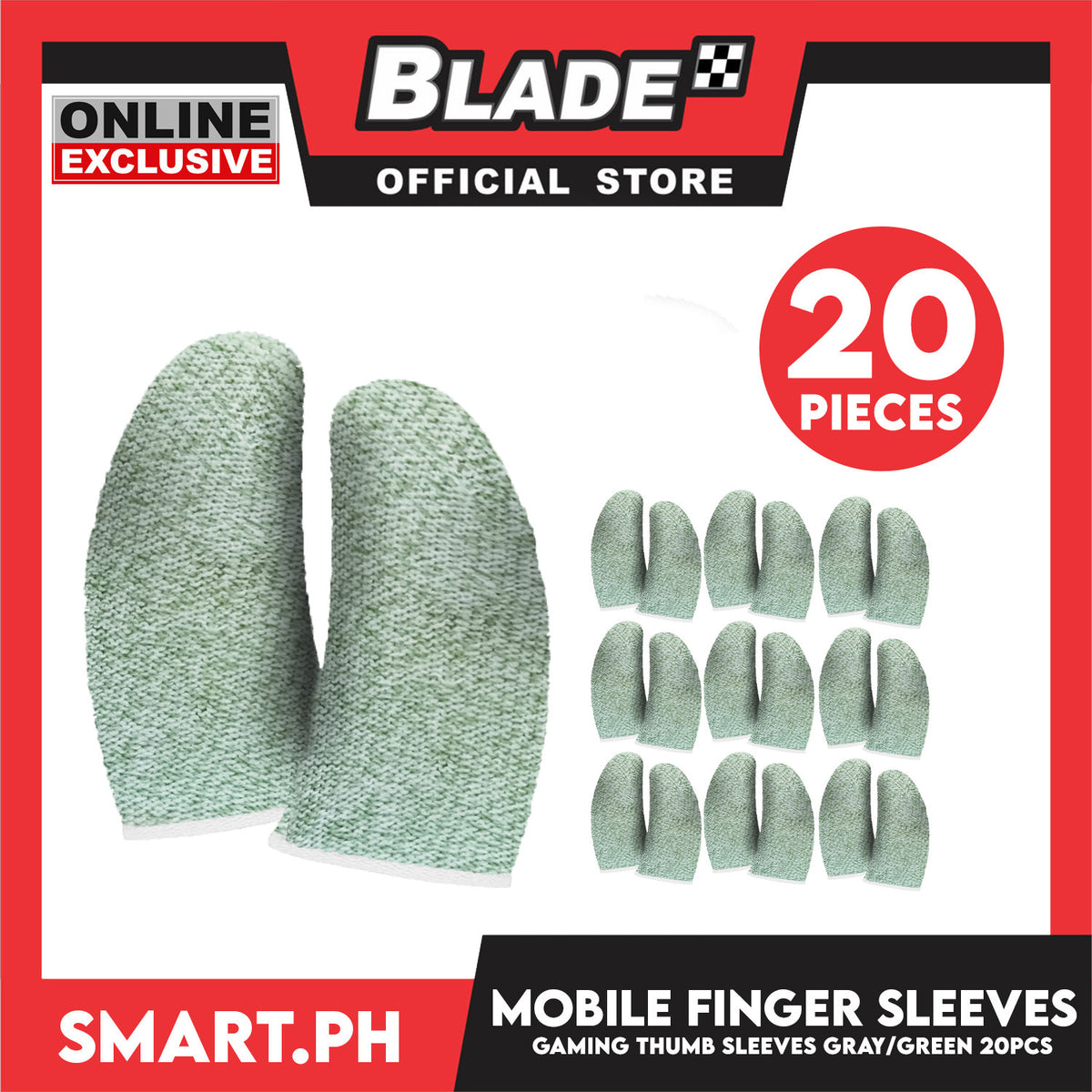 20pcs Gaming Finger Sleeves for Mobile Gaming (Gray/Green)