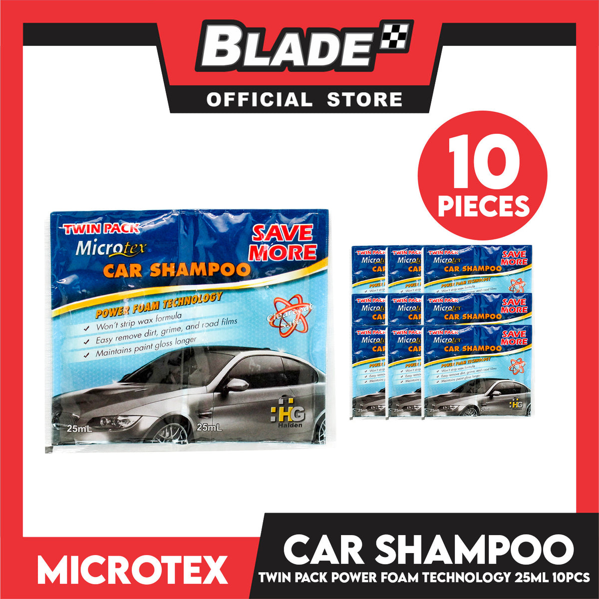 10pcs Microtex Car Shampoo Twin Pack Power Foam Tech MA-S25 25ml