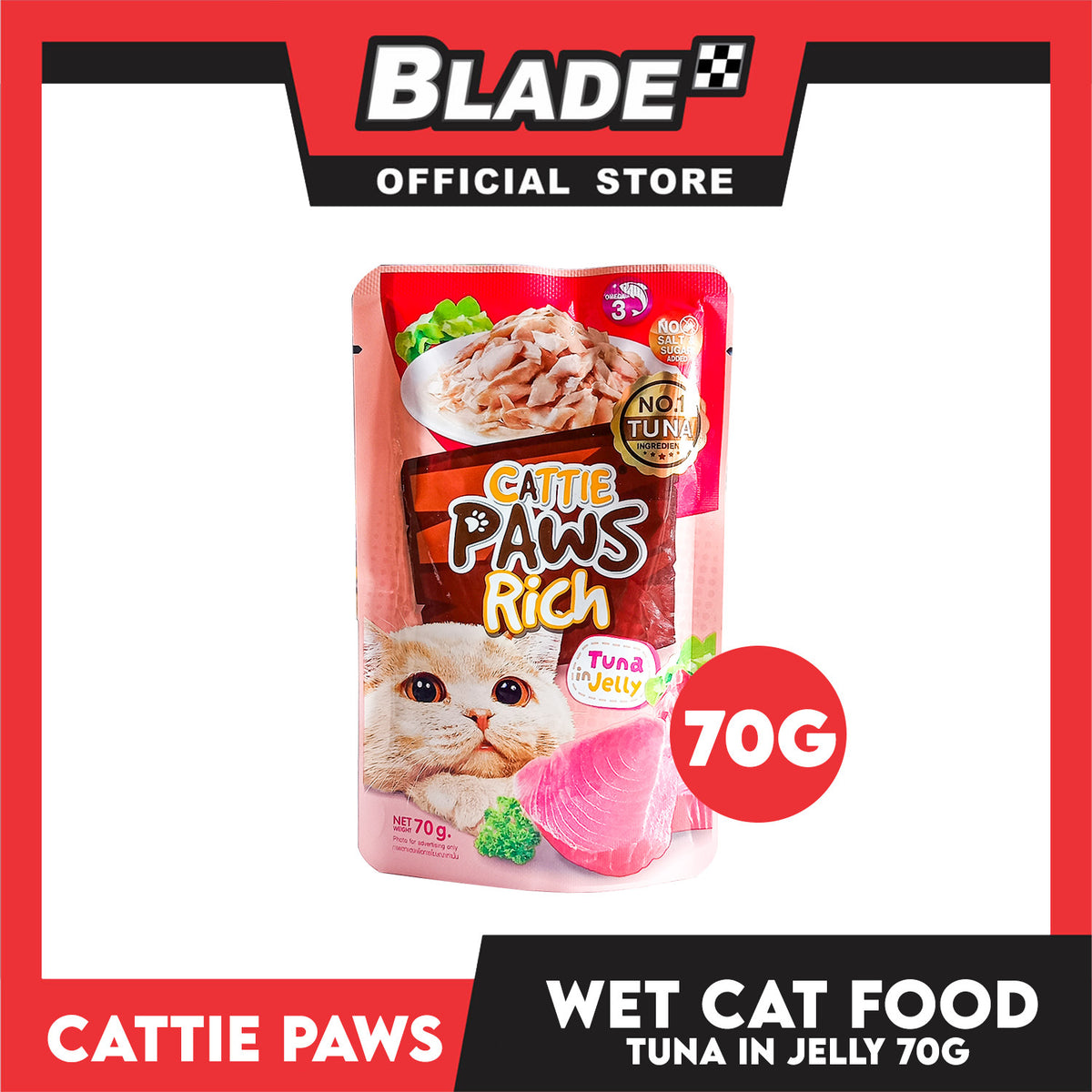 Cattie Paws Rich Tuna in Jelly Cat Wet Food 70g